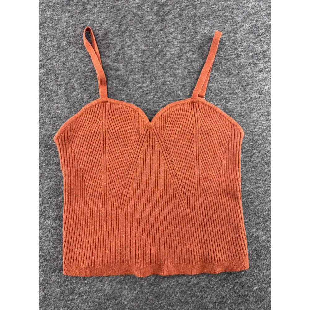 Wild Fable Burnt Orange Ribbed Knit Cami Sweetheart Neck Crop Top XL